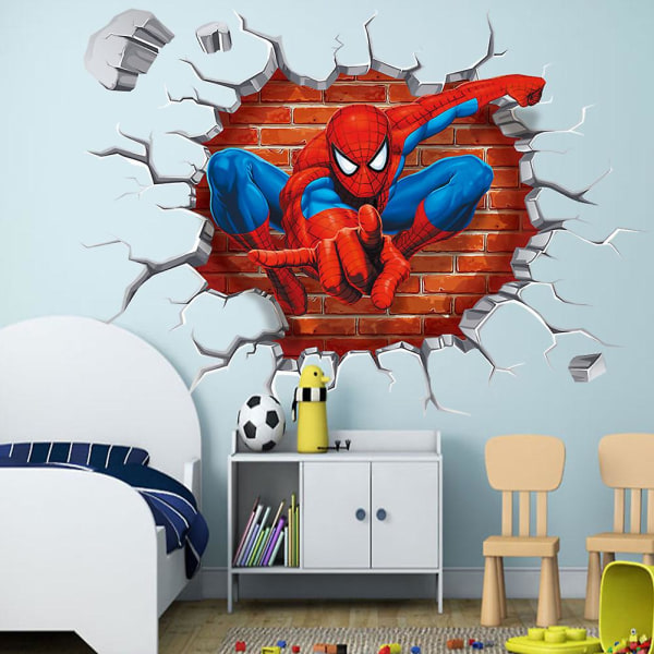 Ny Wall Breaking Spiderman Soveværelse Stue Aftagelig dekorativ vægklistermærke