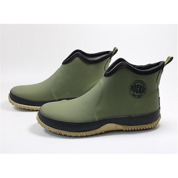 Herr Slip-on Regnstövlar Vattentäta Gummistövlar Ankelstövlar Utomhus Casual Fiske Stövlar Man Plattform Booties Green 42