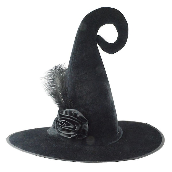 Sort Flanel Rose Hat Dans Party Performance Hat Halloween Magic Hat Heks Hat