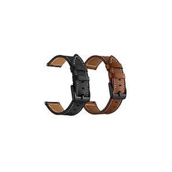 Læderbånd, der er kompatible med Galaxy Watch 4 Classic 46mm 42mm - Brun+sort (2-pak)