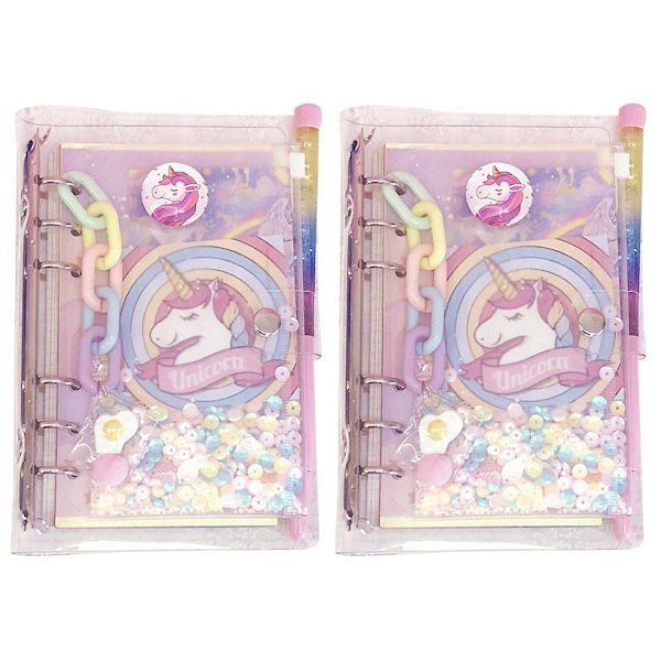 2 stk. Tegneserie Enhjørning Hård Face Notebooks Uge Planner Notebooks Dagbog Notesbøger Skoleartikler