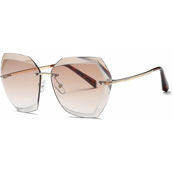 Solbriller til kvinder Oversized Rimless Diamond Cutting Lens Classic Eyewear Ae0534