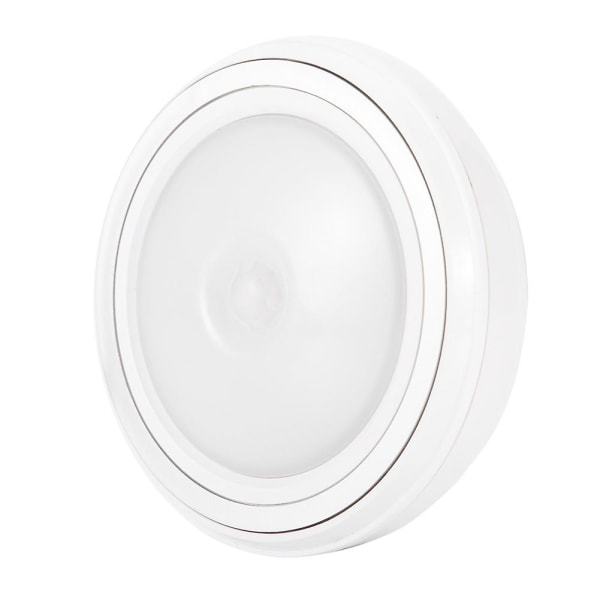 Rund LED natlys infrarød sensor lyskontrol lampe til soveværelse hjem (hvidt lys)