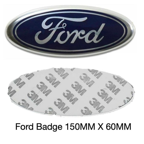 150 mm X 60 mm Ford Badge Emblem Blå/silver Fram Bak Logotyp Mondeo Transit Focus