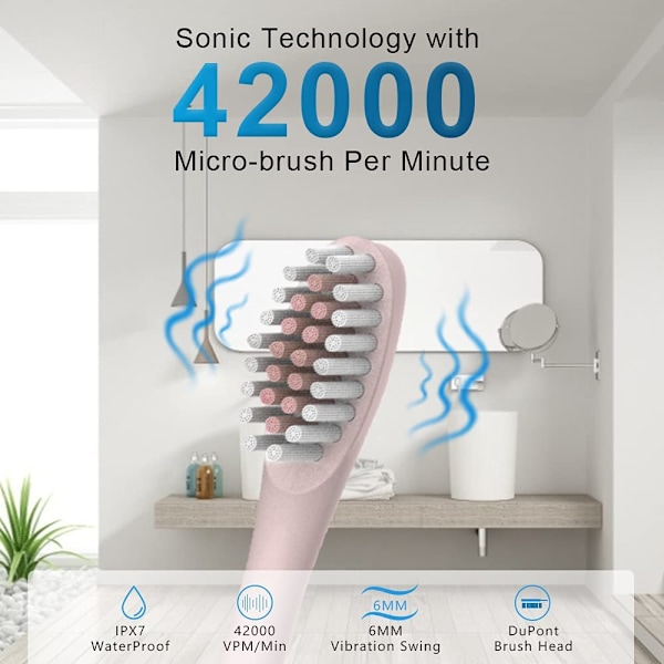 Periuta de dinti electrica, Iongziming, 6 programe, 8 capete, Negru