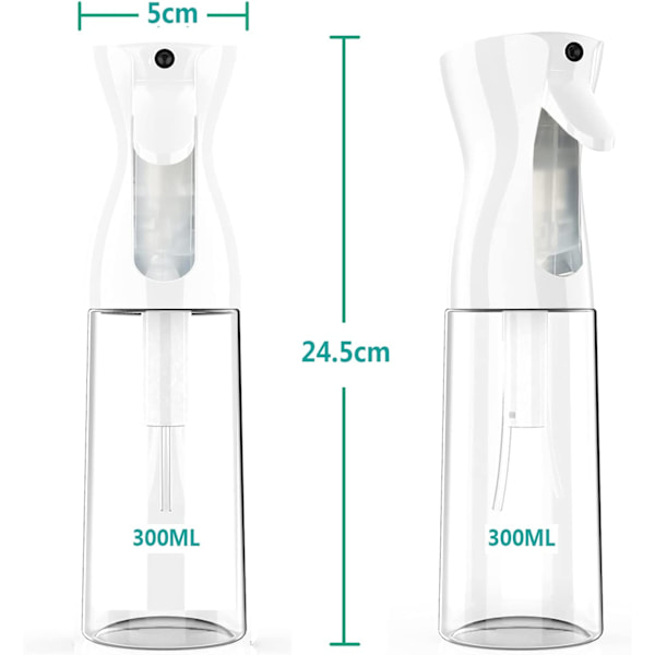 Hiussuihkepullo, 300 ml jatkuva vesisumutinpullo
