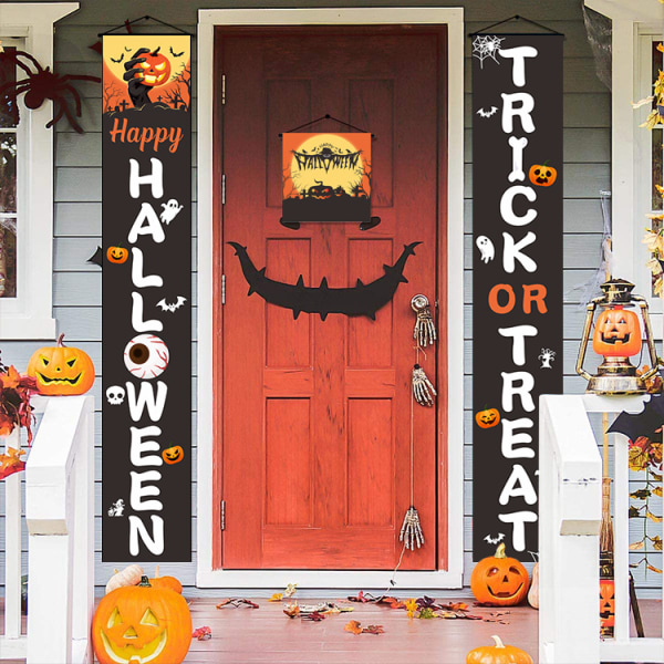 Koristeet ulkotiloihin -- Trick Or Treat Hocus Pocus Suuret noitabannerit Verandamerkit - Etuoven ulkopuolelle Piha Garland Juhlatarvikkeet - Oranssi Musta