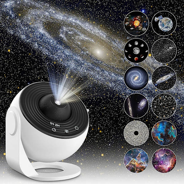 Planetarium Stjerneprojektor, Galakseprojektor, Realistisk Stjernehimmel Nattelys Med 12 Filmdisker, Solsystem Konstellasjon Måne For Barnerom L