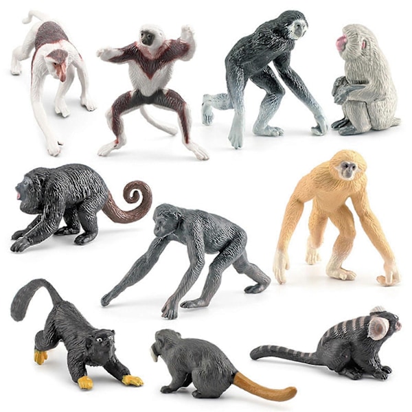 10 stk. Realistiske Primatfigurer Simuleringsdyrfigurer Børns Læringslegetøj
