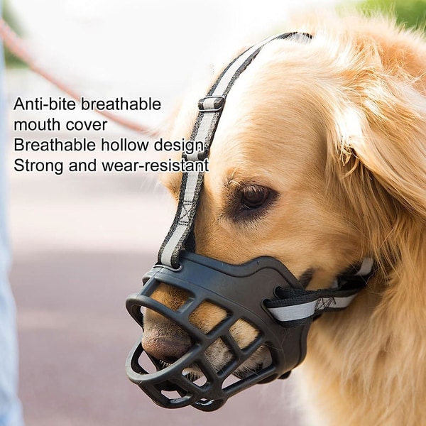 Hundmunkorg 360 grader helomslag Anti-gnisande gummi Anti-tugga Hundmunskydd Cover Svart L