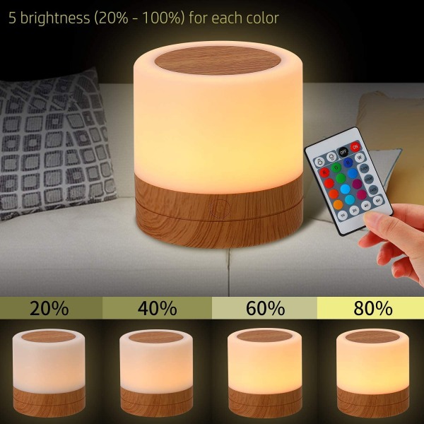 Yövalo, kannettava kosketuslamppu yöpöydän pöytälamppu Ladattava himmennettävä silmienhoitolamppu väriä vaihtavalla RGB:llä baby lastenhuoneeseen/makuuhuoneeseen/ulkokäyttöön