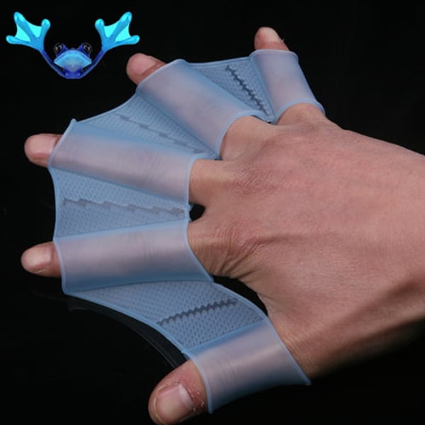 1Pair Silicone Webbed Swimming Gloves,Swimming Finger Webbed Gloves Fl