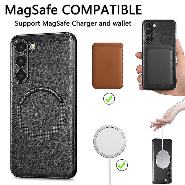 Magnetiskt stöttåligt fodral kompatibelt med Samsung Galaxy S23 Ultra/s23 Plus/s23 Stödjer Magsafe-laddare Orange S23