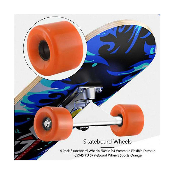 4 stk. Skateboardhjul Elastisk Pu Slidstærk Fleksibel Holdbar 65x45 Pu Skateboardhjul Sports Oran