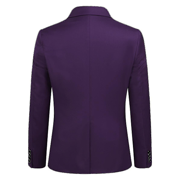 Miesten puku Business Casual 3-osainen puku Blazer Housut Liivit 9 väriä Z Purple XS