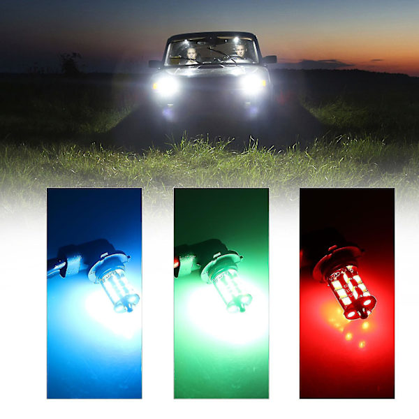 2x 9006 LED 5050 RGB Bilfrontlys Tåkelys Pære Med Fjernkontroll