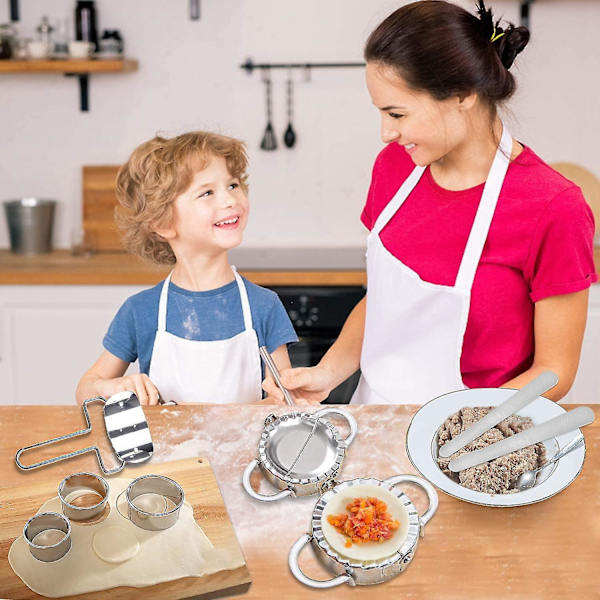 6-delt dejpresse sæt, Ravioli maker, Dumpling maker sæt, Dumpling maker maskine, Dump