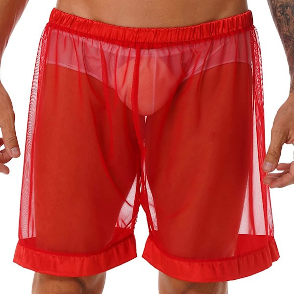 Herr Mesh Genomskinliga Lösa Lounge Boxershorts Underkläder Sommar Strandkläder  S-3xl