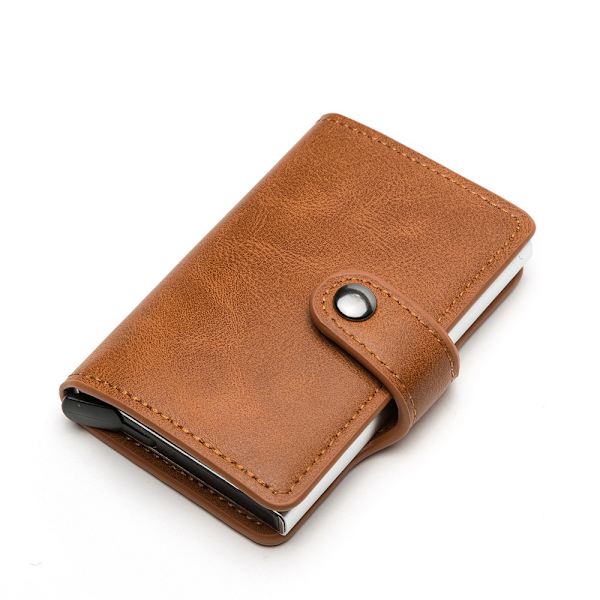 Brun RFID NFC-skyddad plånbokskortfodral 5 kort (äkta läder) Brown