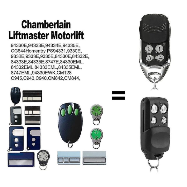 Chamberlain Liftmaster 94335e 84335eml D-66793 Kaukosäädin 1a5639-7 Autotallin oven portti 433,92 MHz Cm842 C945 C940 132b2372