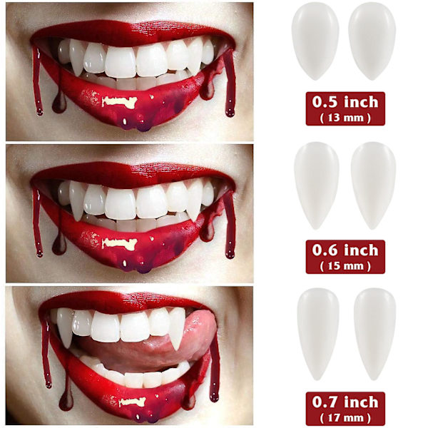 3 par falske tenner tilpassede fangs vampyrtenner fangs tenner falske vampyrtenner