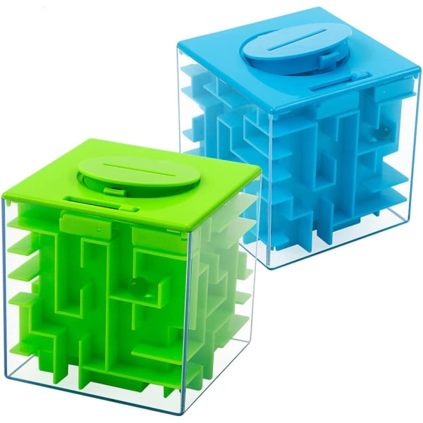 Pengar labyrint pusselbox för barn och vuxna, perfekt presentask för pengar labyrint pussel (2-pack)