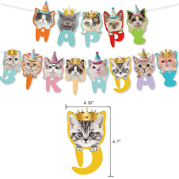 Kjæledyr katt tema bursdagsfest dekorasjon Banner kake toppers sett rekvisita