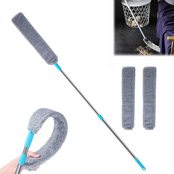 Utvidbar støvfjerningsbørste i mikrofiber for hånd under kjøleskap