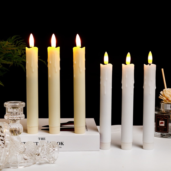 6 kpl välkkyviä liekettömät kynttilät Remote Co:n kanssa White 16.5cm