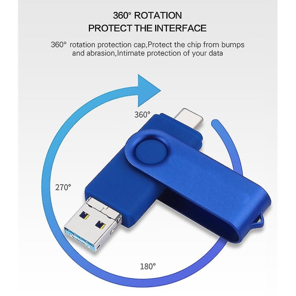 3 i 1 USB-flashdrev Type-c+-USB+USB3.0 Hurtig læsning Mini Mem