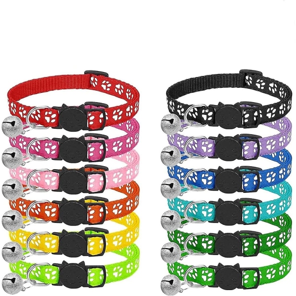 Cat Collar,,12pcs Cat Collar Kitten Collar, Adjustable Range 19-32cm