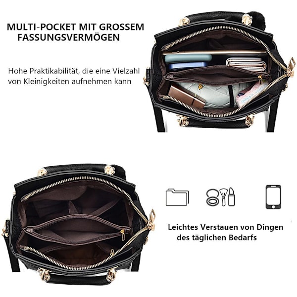 Håndtaske, PU-håndtasker med hjerteformede pomponer