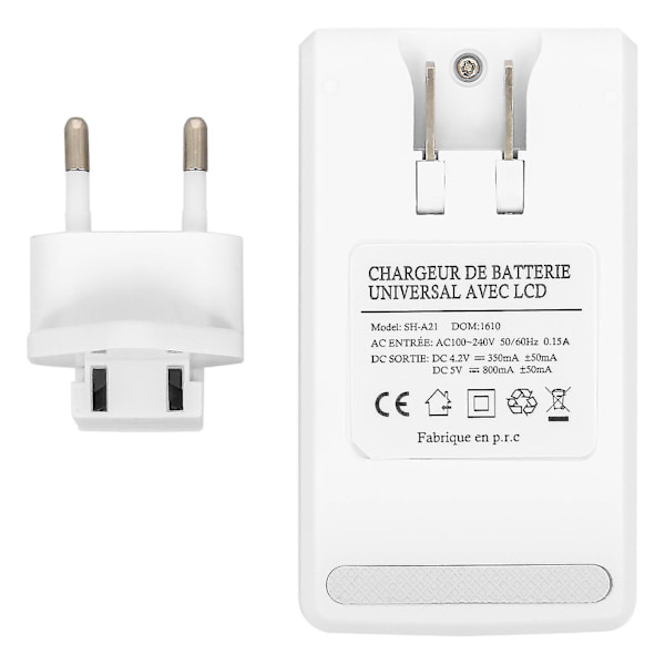 Universell batteriladdare för smartphone med LED-indikator + USB-ingång - Vit