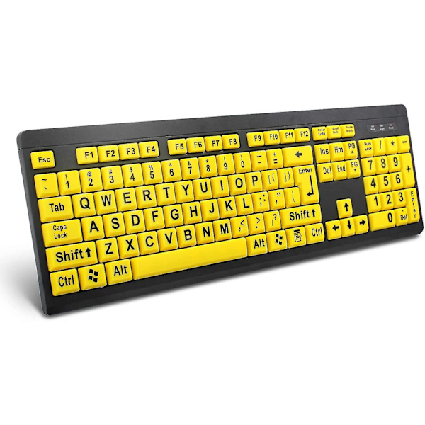 Stort Skrift Computer Tastatur, Ledningsført Usb Tastatur Med Overdimensioneret Skrift For Synshæmmede