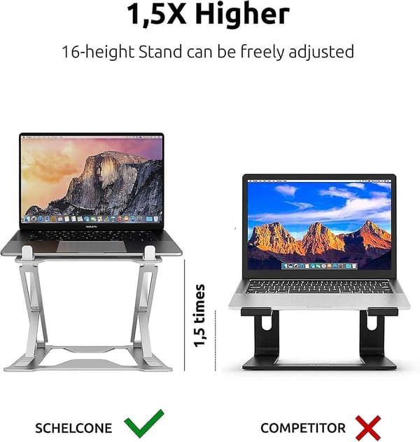 Bærbar computerstand - Letvægts og holdbart metaldesign - Aluminium sammenklappelig bærbar computerstand - Ergonomisk bærbar computerholder - Multivinkel notesbogsstander