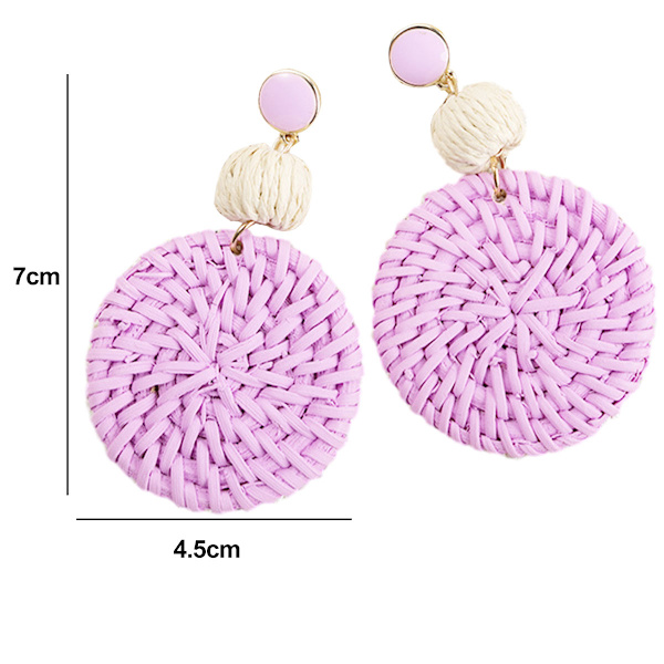 Ukendt Kvinde Boho Raffia Resort Strand Øreringe purple