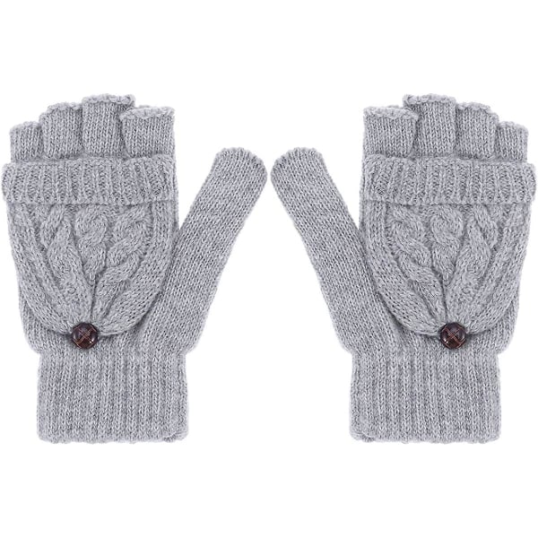 Naisten talven lämpimät villaneulotut sormettomat hanskat, joissa on cover