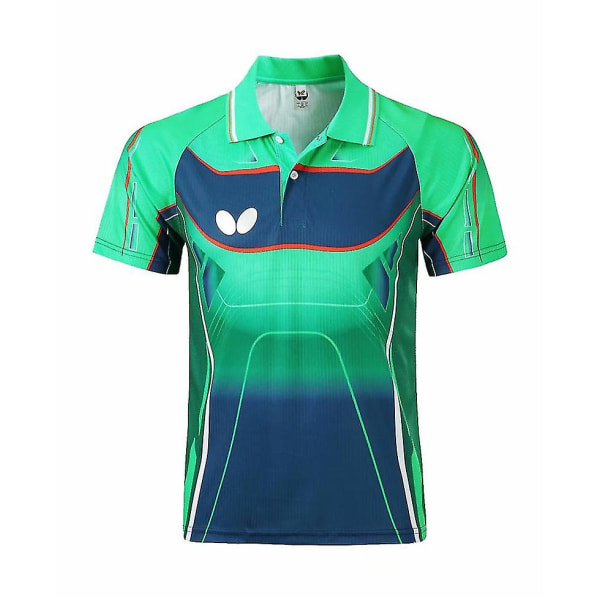 Tennis Badminton Bordtennistrøje Kortærmet sommerrevers-T-shirt til mænd og kvinder green 2XL(Man)