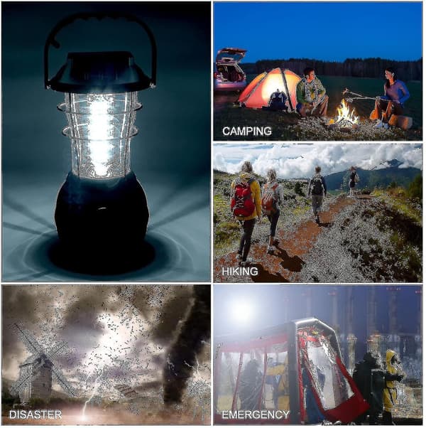 Camping Lanterner Led Solcelle Lampe Håndsving Dynamo Vandtæt