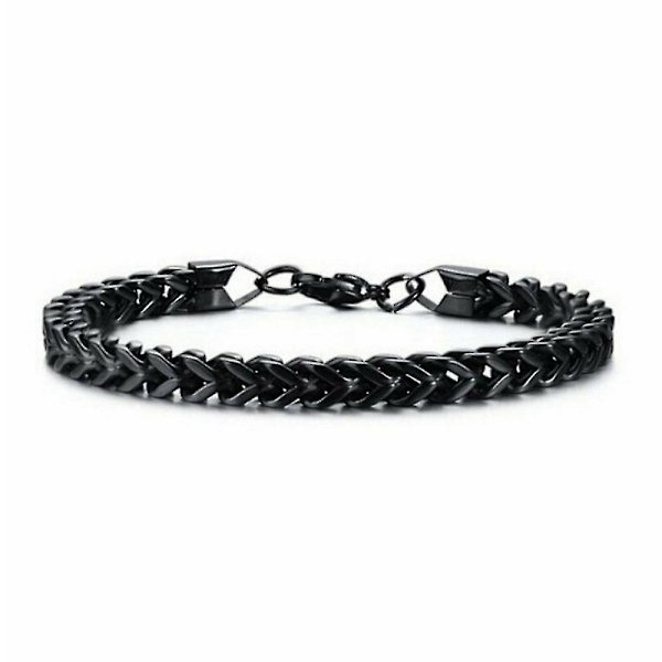 Pläterat rostfritt stål kedjearmband i titanlegering för män Black