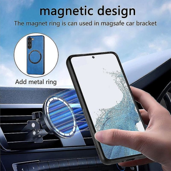 Magnetisk støtsikker deksel kompatibel med Samsung Galaxy S23 Ultra/s23 Plus/s23 Støtte Magsafe-lader Blue S23 Plus
