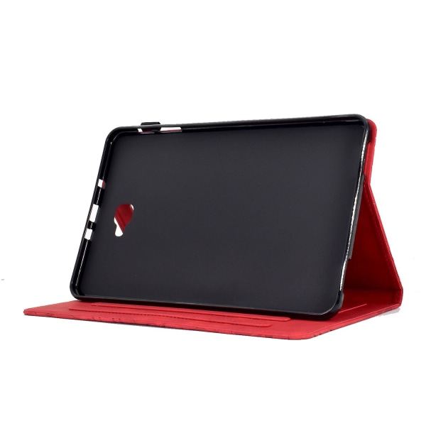 Til Samsung Galaxy Tab A 10.1 (2016) T580 T585 Pu læder-tabletholder-etui påtrykt trækortholder-cover Red