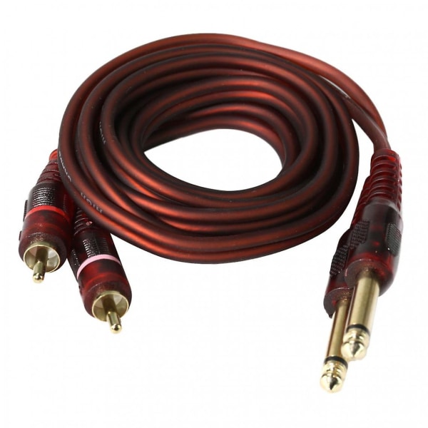 4x 6,35 mm til 2 RCA-kabel, RCA-kabel forgyldt, 6,35 mm han til 2 RCA han, RCA stereo lydadapterkabel - 1,5 m