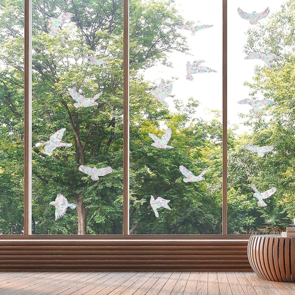Antikollision Fönstervarning Fågelklistermärken Silhuetter Glasdörrskydd och rädda fåglar, Transparent (20 silhuetter)