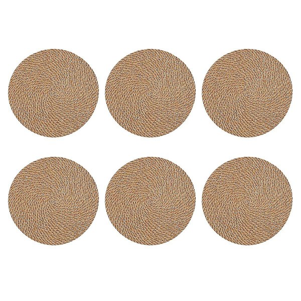 Runda flätade placemats set om 6 jute handgjorda 7 tum värme R