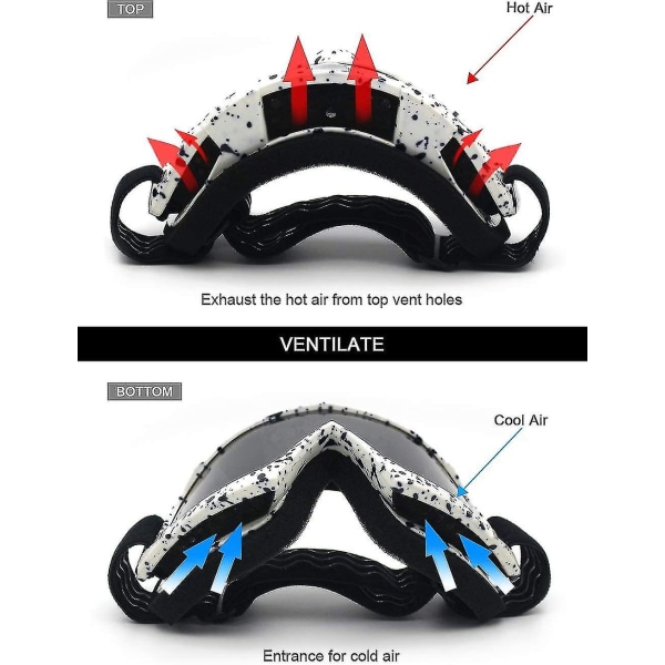 Motorsykkelbriller, Atv Dirt Bike Off Road Racing Mx Riding Goggle Anti-scratch Støvtett Bøyelig Øyebeskyttelse Polstret Myk Tykk Skum, Justerbar Rem Adu