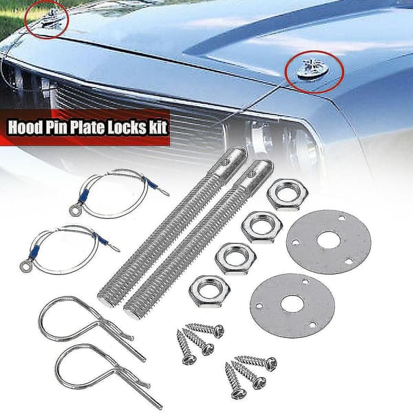 Universal Montering Hætte Stift Lås Lukning Kit Racing Sport Bil Alloy Sølv