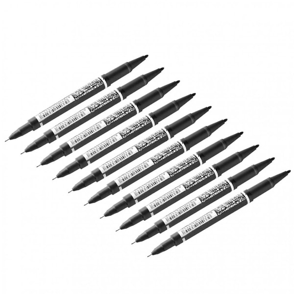 10x tuschpenna med dubbla ändar + 12x svart tatueringstencilpenna - tatueringstillbehör