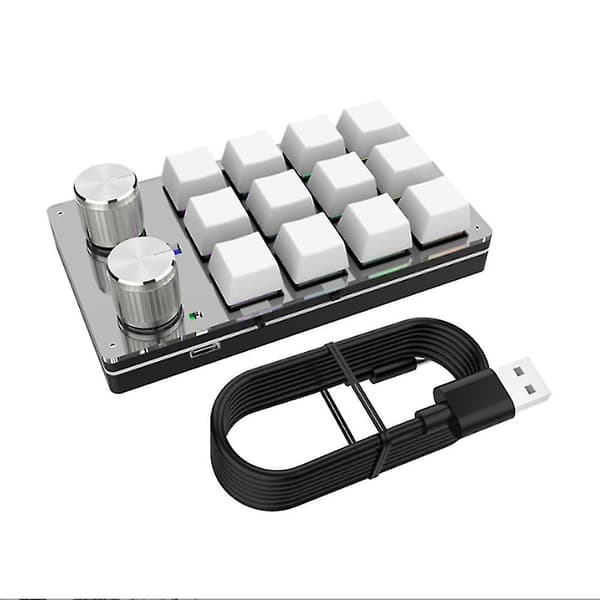 Bluetooth USB Makro Mini-tangentbord 12 Tangenter 2 Knoppar Programmeringsknapppanel Anpassning Spel Mekanisk