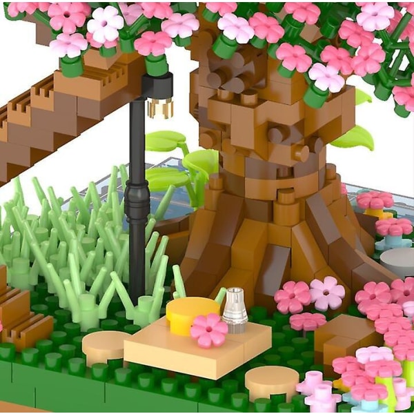 Mini Sakura Trädhus Byggklossar Japansk Gatuvy Körsbärsblommodell Byggnad Moc Hus Träd Klossar Leksaker Födelsedagspresenter Till Vänner